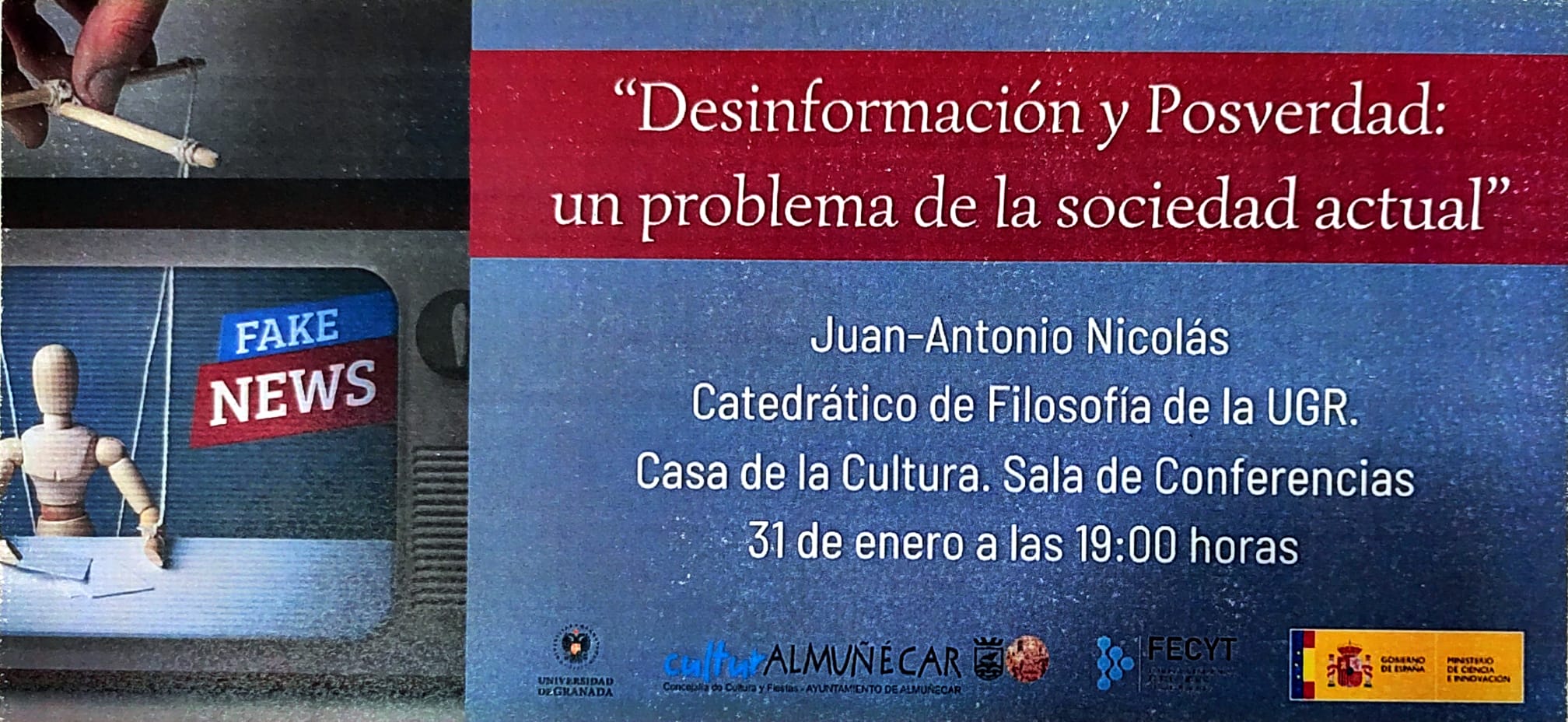 Una conferencia del profesor de la UGR, Juan-Antonio Nicols, analizar la Desinformacin y posverdad: un problema de la sociedad actual